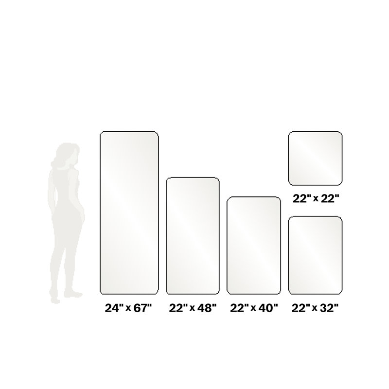 Radius Corner Modern & Contemporary Bathroom/Vanity Mirror, Satin Brass