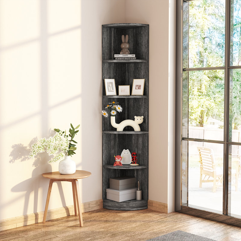 Clarklake Corner Shelf Unit, Small Bookcase, Grey