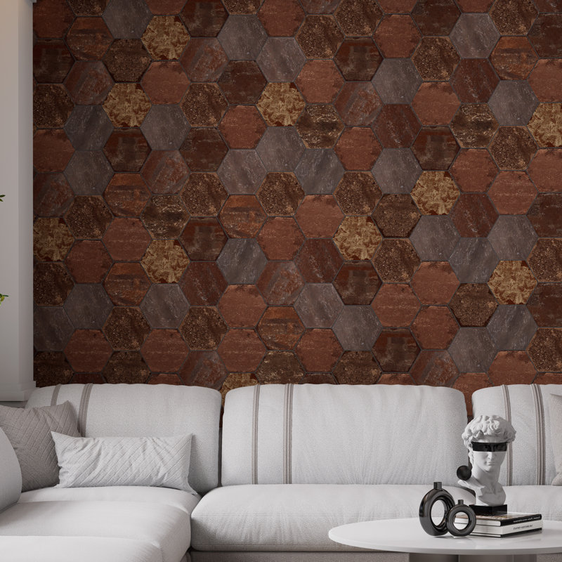 Brickyard Hex 8-1 / 2 po X 9-7 / 8 po Carreau de porcelaine rustique pour mur et plancher, Rouge