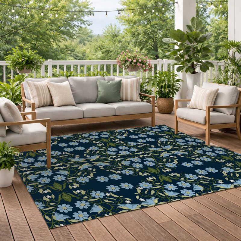 Millie Soft Step Outdoor Area Rug, Rectangle 3' x 2', Navy