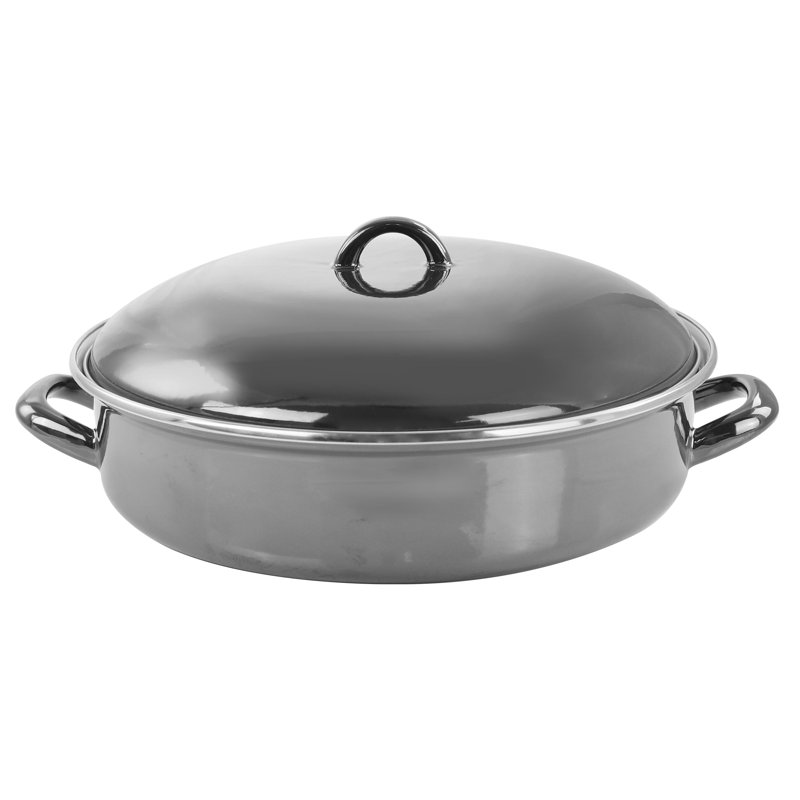 Gibson Home 5 Quarts qt. Non-Stick Enamelware Oval Braiser with Lid