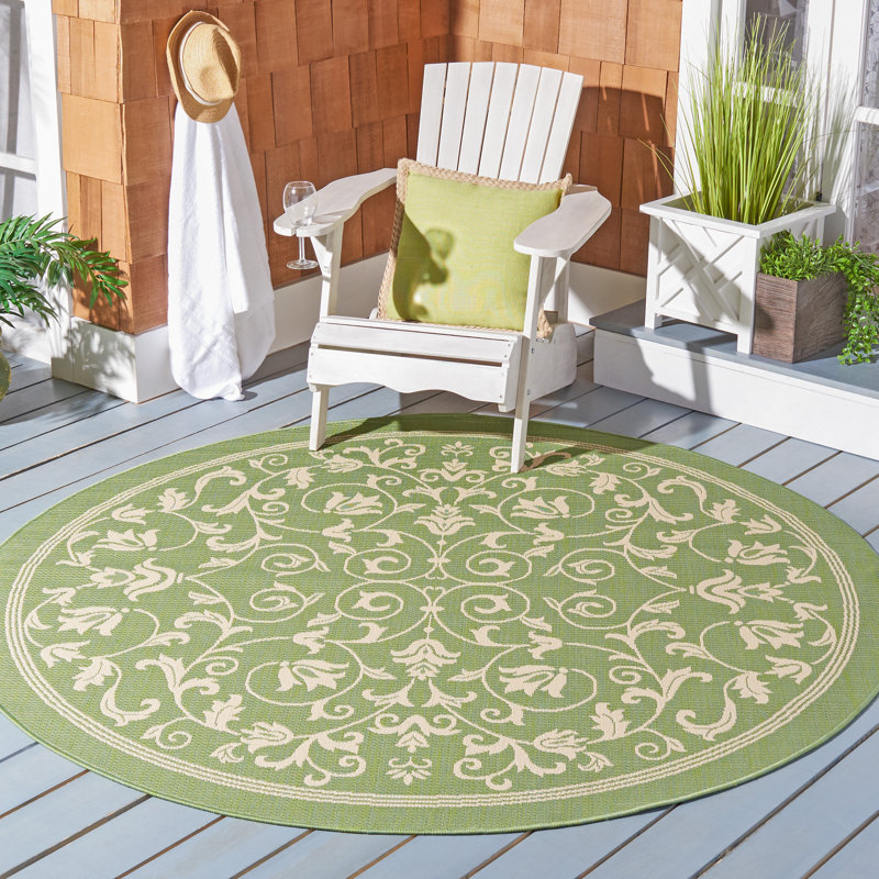 Galena Performance Floral Indoor/Outdoor Area Rug, Round 5'3"