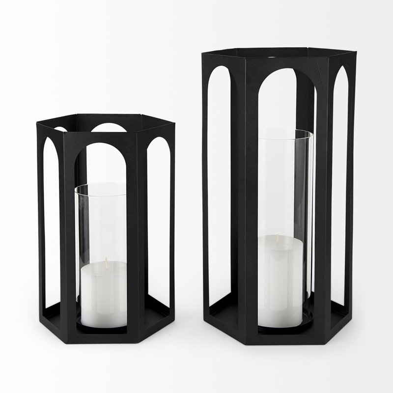 2 Piece Tabletop Lantern Set with Candle Included