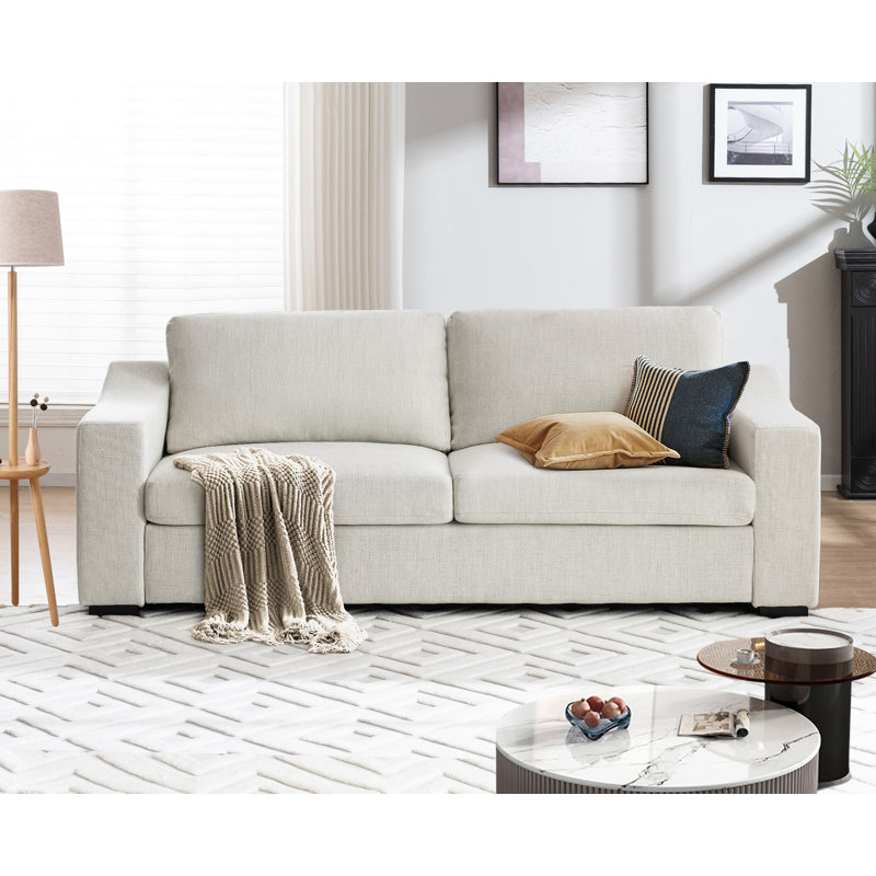 Stutsman Bradon 83" Upholstered Sofa, Beige 100% Linen