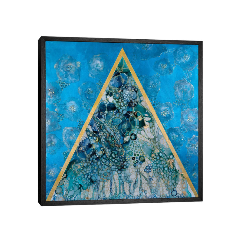 Triangle Pose by Mishel Schwartz - Painting on Canvas, 66.04cm H x 66.04cm W x 3.81cm D, Black Floater Framed