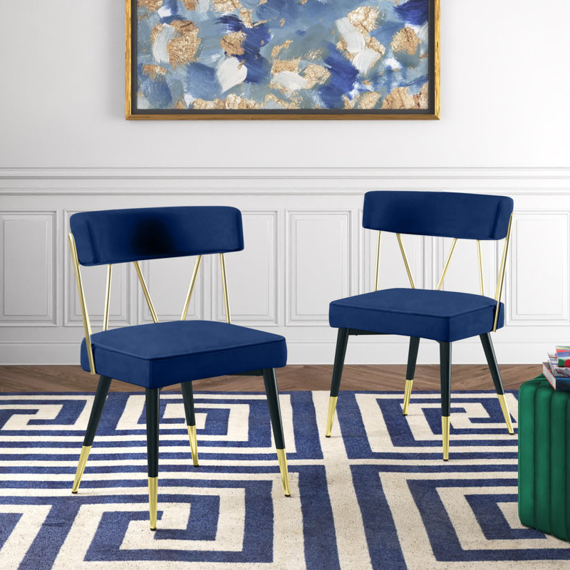 Chaise d'appoint en velours Jeudi, Velours marine