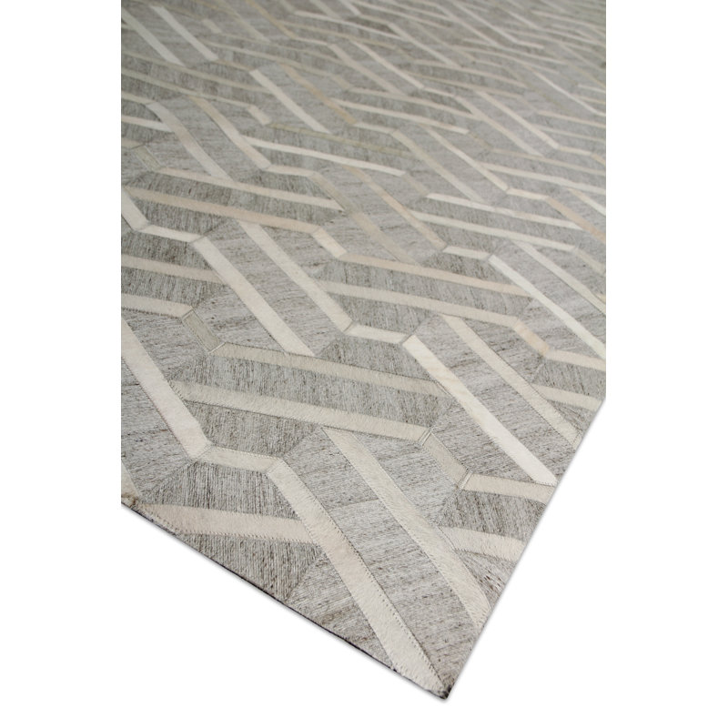 Berlin Cowhide Geometric Area Rug, Rectangle 5' x 8'