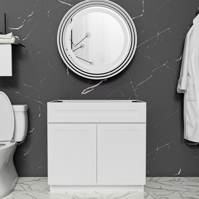 KitchenMan 30'' Single Bathroom Vanity Base Only in White Shaker | Wayfair