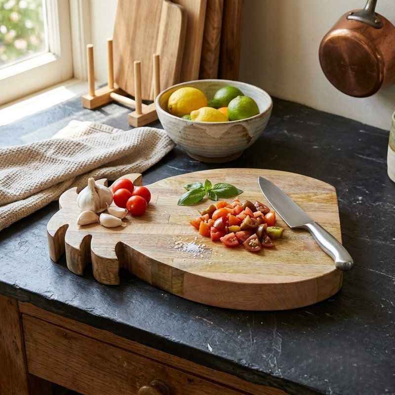 Pineapple-Shaped Mango Wood Double-Sided Chopping Board