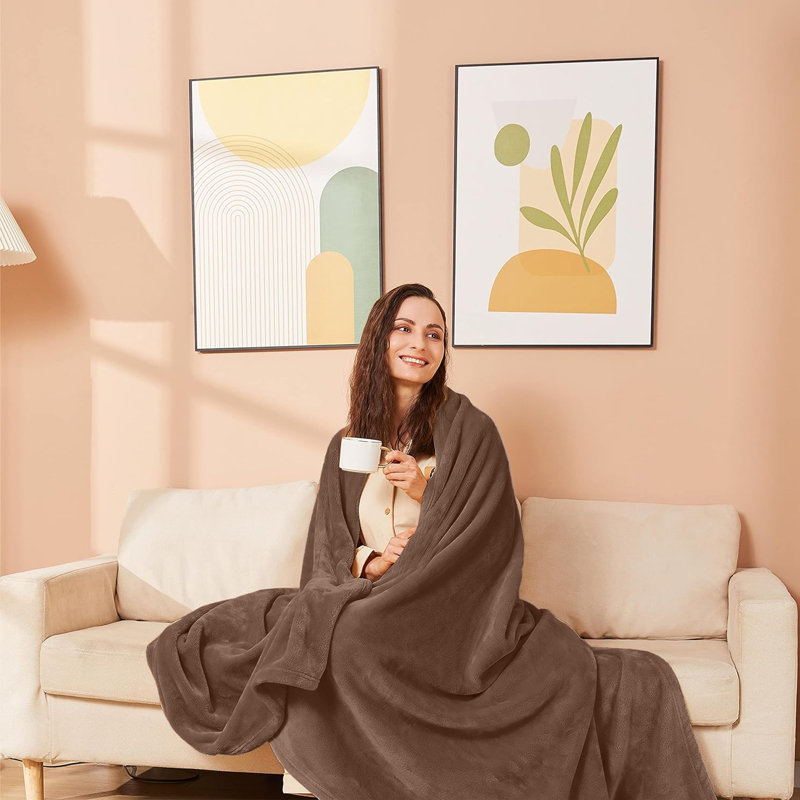 Adamczyk Soft Touch Mink Faux Fur Plush Sofa Throw/Blanket , 230cm x 270cm, Coffee