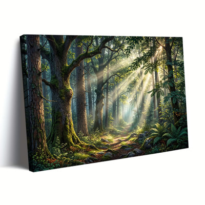 Enchanted Sunlit Forest Path Canvas Art, Wrapped Canvas, Ready to Hang