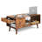 39.4'' Mid‑Century Wood Coffee Table with Storage Drawer and Open Shelf, Rustic Brown Water‑Resistant MDF Coffee Table for Living Room, Multi‑Use for Apartment