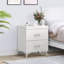 Table de chevet blanche à 2 tiroirs - Pièce de chambre fonctionnelle et élégante avec glissières centrales en métal 2 pour une table de chevet pratique