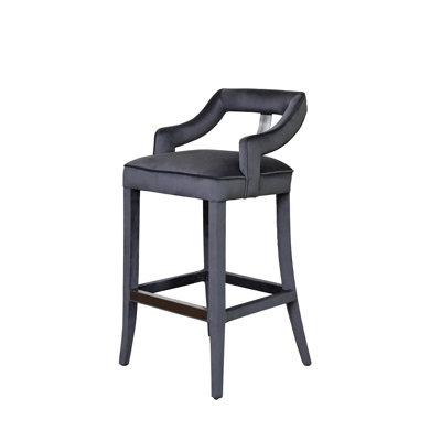 Jaismeen Upholstered Velvet Counter Stool with Solid Wood Frame