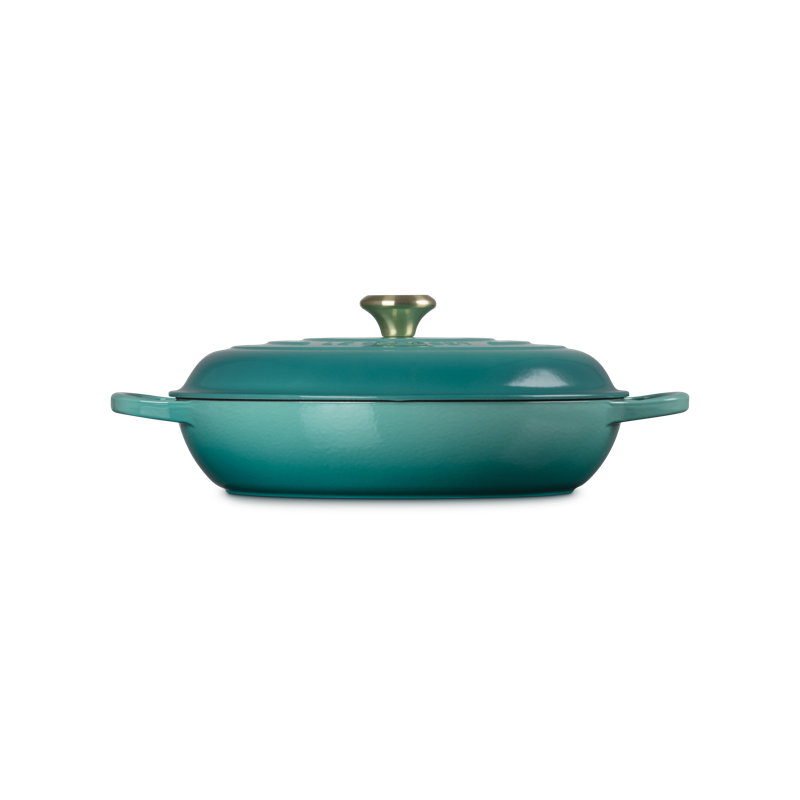 Le Creuset Signature Cast Iron Round Braiser, 5 Qt. - Blue Riviera, 3.5 quarts