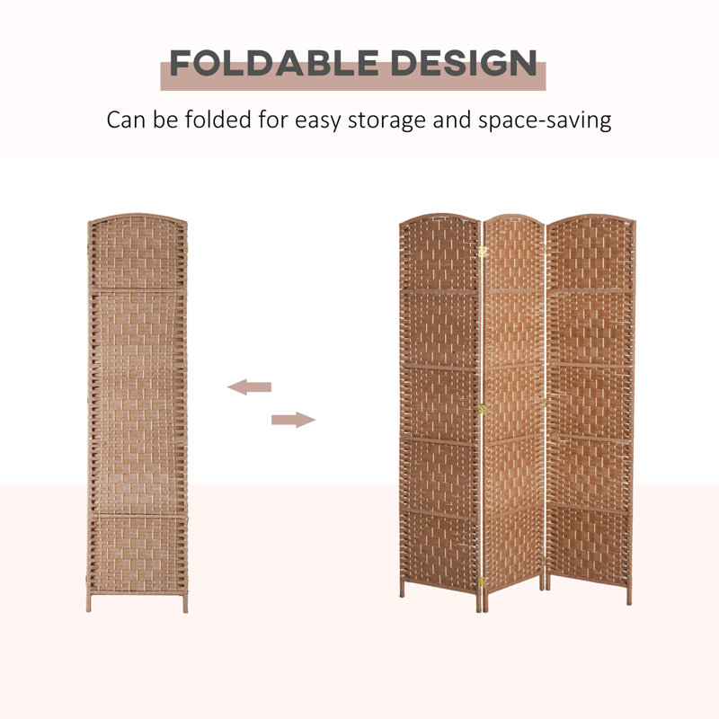 Natural Wicker Weave 6' Tall 3 Panel Room Divider