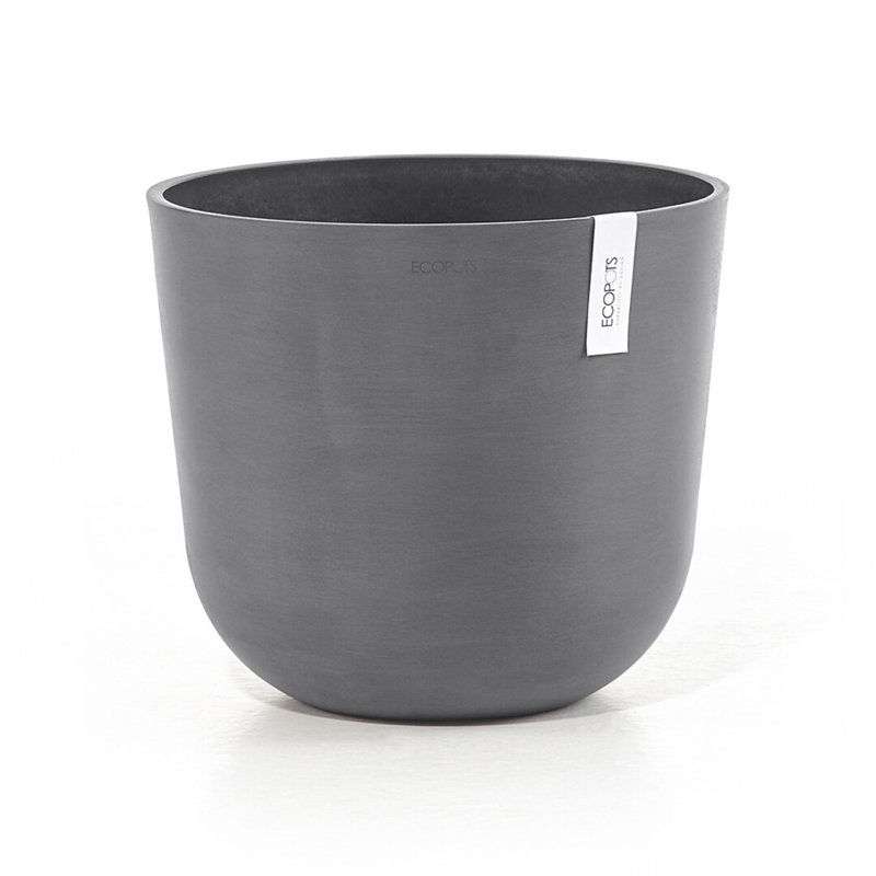 Ecopots Oslo Indoor/Outdoor Modern Recycled Plastic Flower Pot Planter, Gray, 15.5" H x 17.75" W x 17.75" D