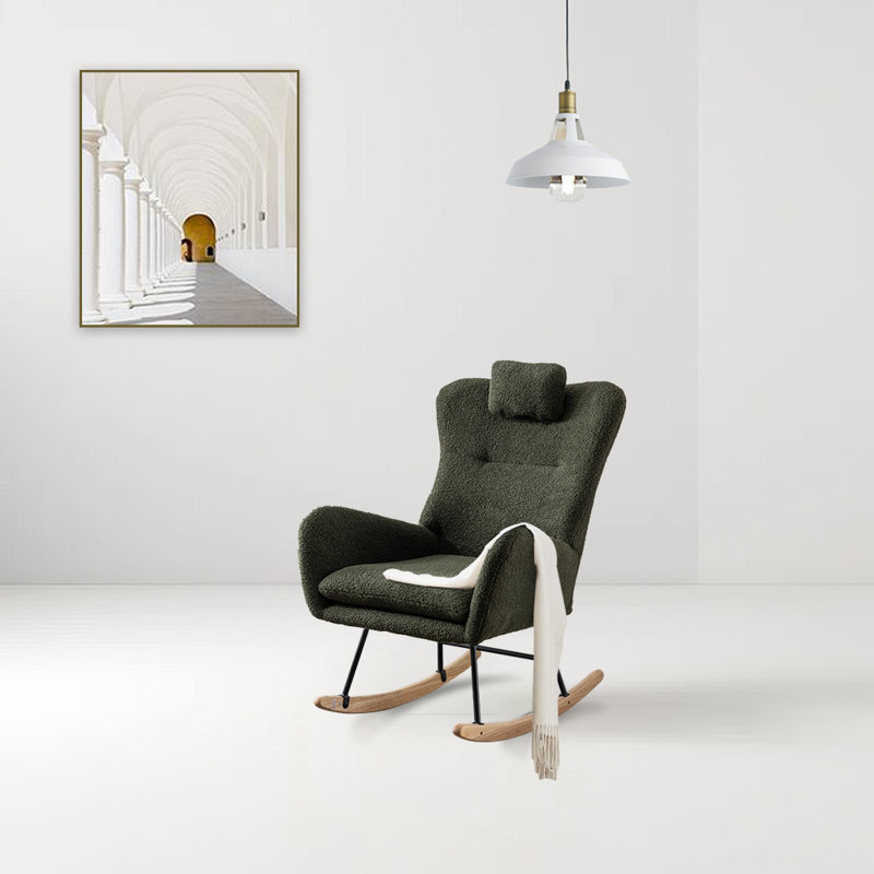 Chaise berçante en métal Jamaul, Vert foncé