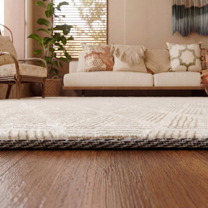Hand Tufted Wool Geometric Indoor Area Rug, Rectangle 5'3" x 7'11"