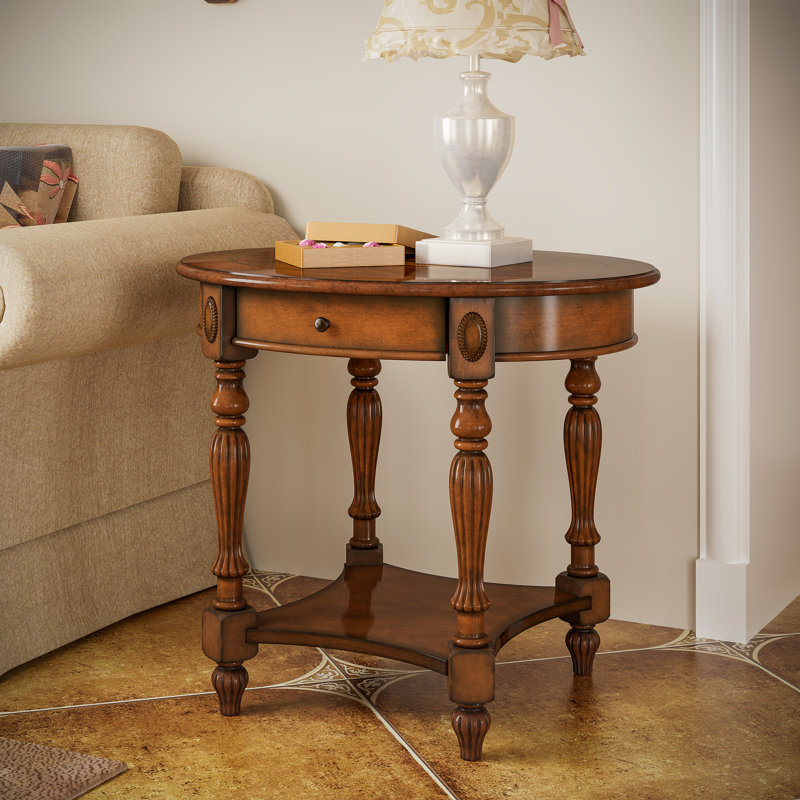 Hughley Oval 24'' Tall Solid Wood, Mahogany, Mahogany