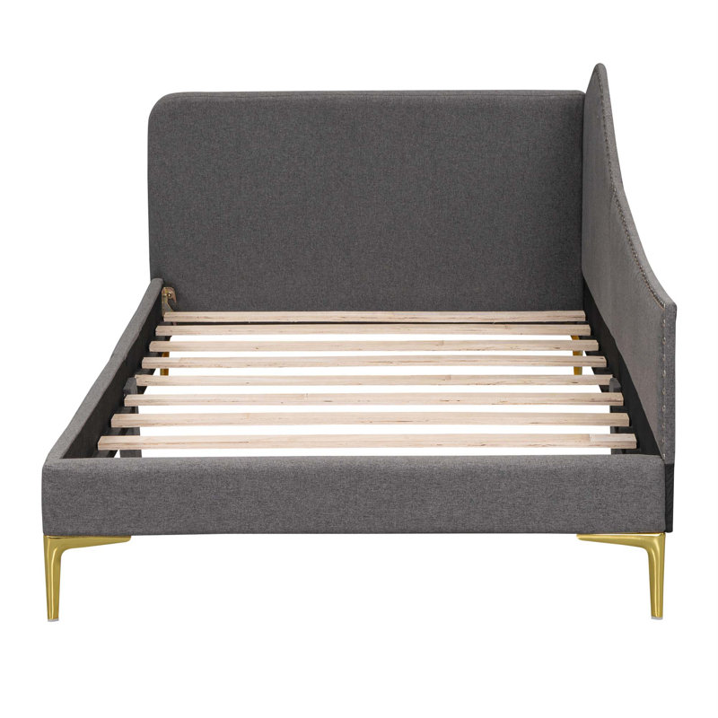 Upholstered Daybed With Headboard And Armrest,Support Legs