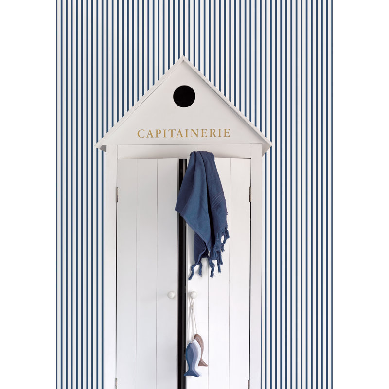 Franklinville 10m x 53cm Matte Paste the Wall Wallpaper Roll, Navy/White