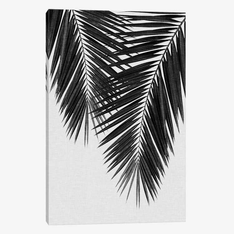 «Palm Leaf II B&W» par Orara Studio - Impression sur toile tendue sur châssis, H 12 po x l 8 po x P 0,75 po, Toile tendue