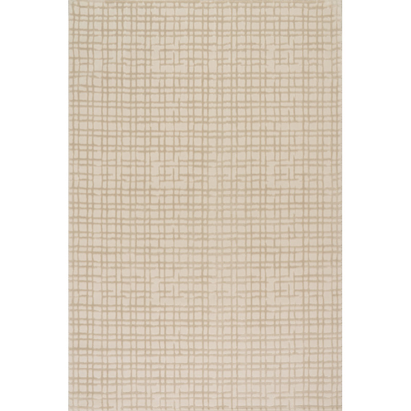  Tapis lavable à carreaux Lirielle, Rectangle 3' x 5', Ivoire ivoire
