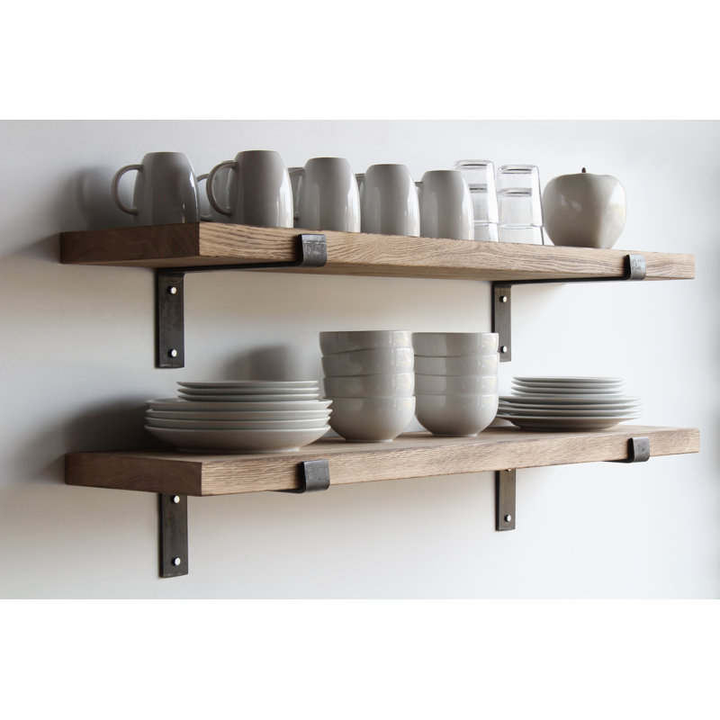 Gelinas 2 Piece Oak Bracket Shelf, 1.75" H x 48" W x 11" D, Torched Oak Coffee