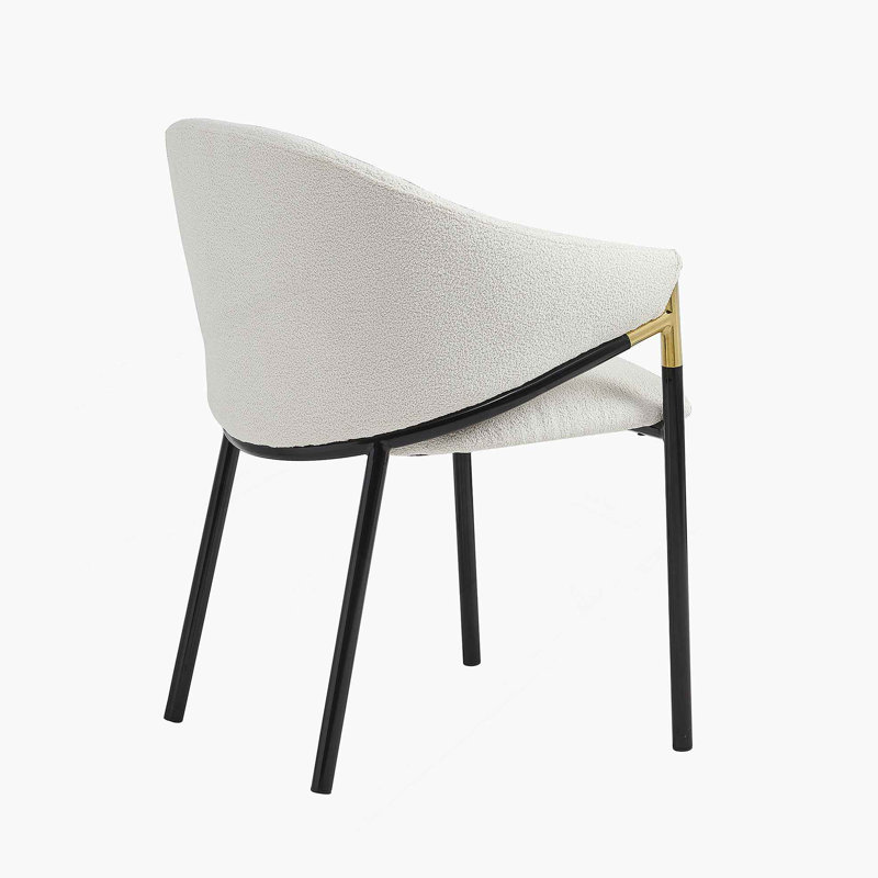 4 pièces Chaises de salle à manger rembourrées en tissu de style Mid-Century avec pieds en métal et chaises latérales pour la cuisine, la salle à manger et le salon