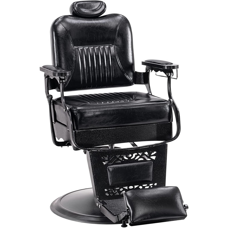Fauteuil Barberpub, Similicuir entièrement noir