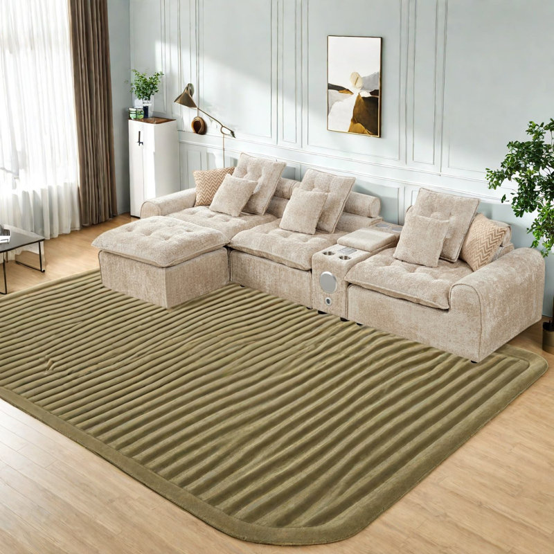 Canapé d'angle profond en boucle camel avec rangement, canapé modulaire moderne pour la maison, Tanné