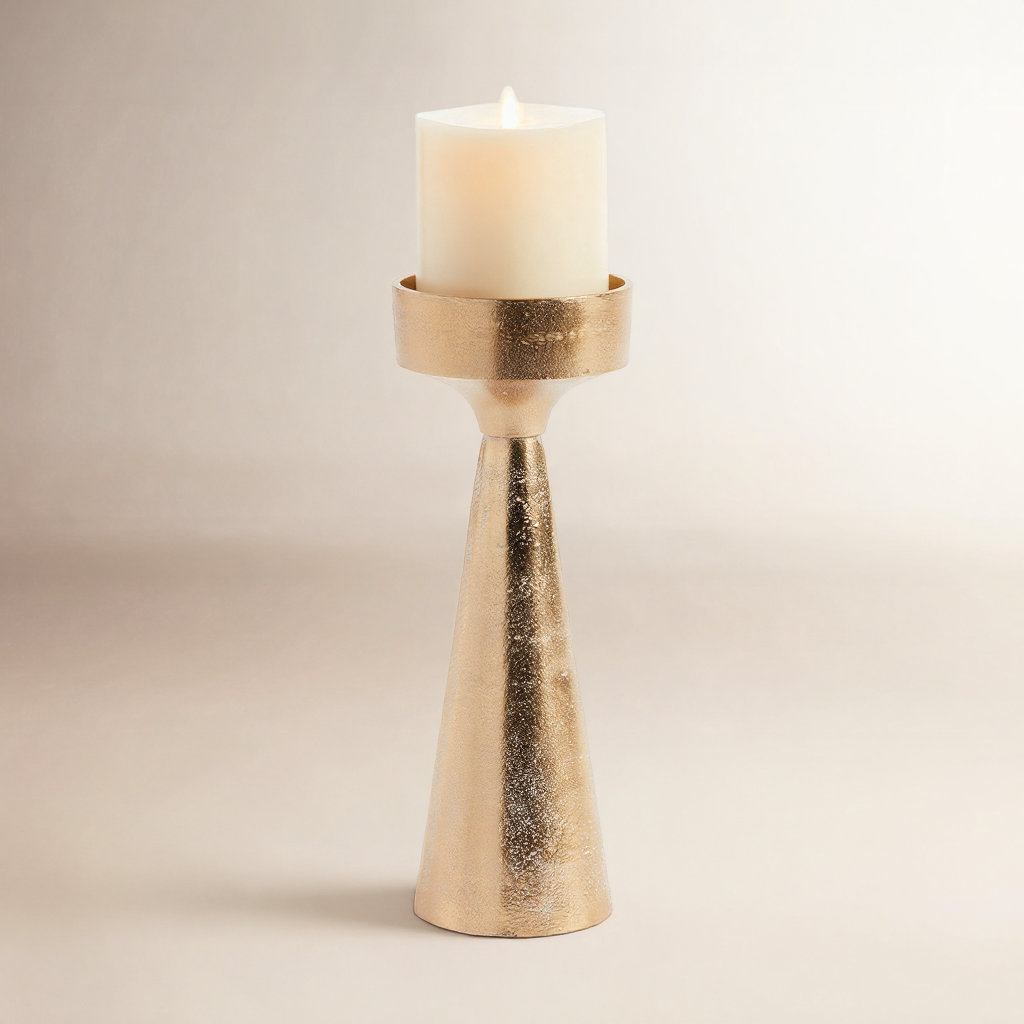 Abaco Aluminum Candlestick Holder, 13" H x 4" W x 4" D