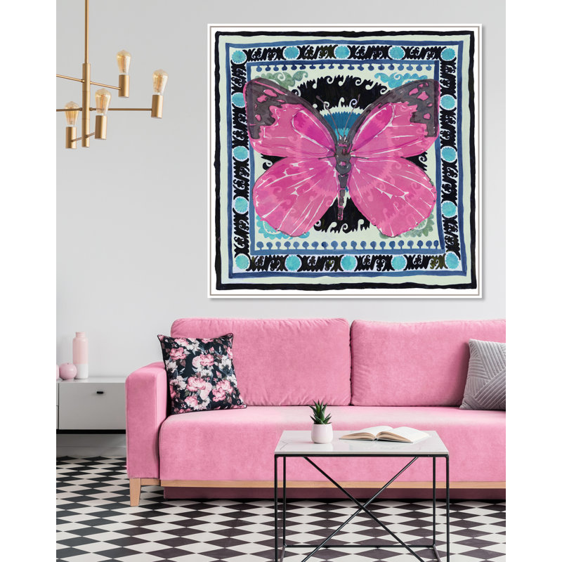 Boho Butterfly 1 Print, White Floater Framed, 51" H x 51" W