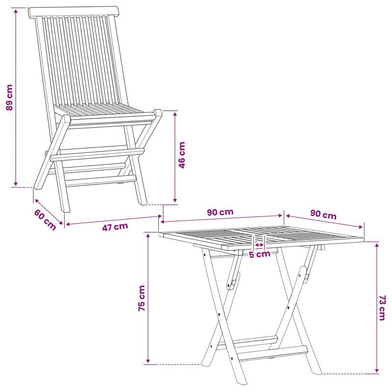 Solid Wood Patio Dining Set Table,, 4
