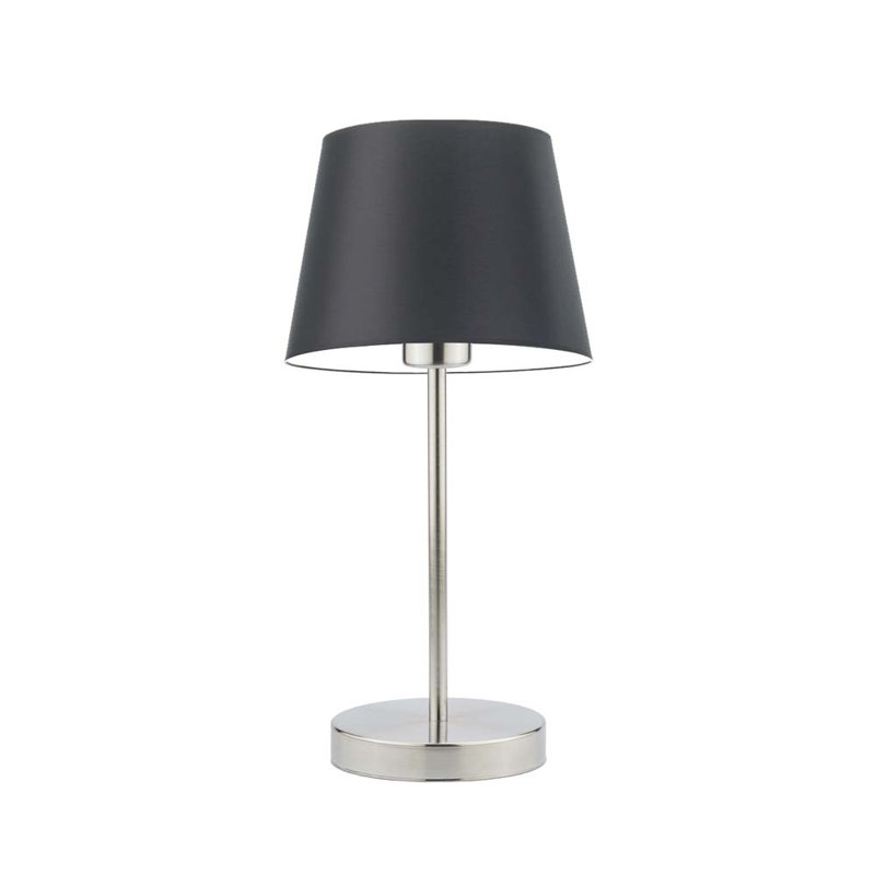 Arsens Metal Table Lamp, Brushed Steel, Black