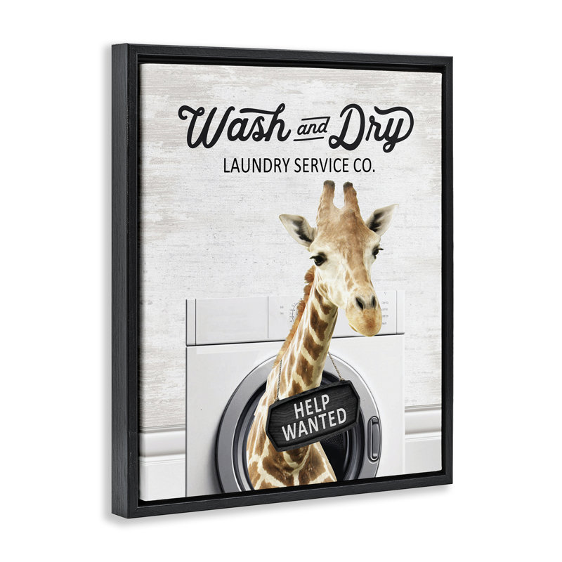 Cadre flottant Wash & Dry Laundry, conçu par Lettré et doublé, Cadre flottant noir de jais, H 21 po x l 17 po