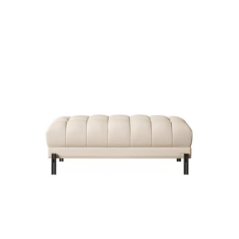 Banc rembourré en cuir de vache, H 16,14 po x l 47,24 po x P 18,89 po