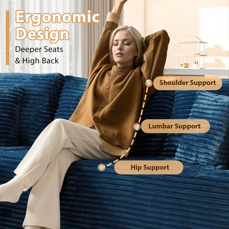 108” Modular Sectional Sofa With Ottoman, Deep Seat U-shaped Cloud Couch, Boneless Comfort, No Assembly Required