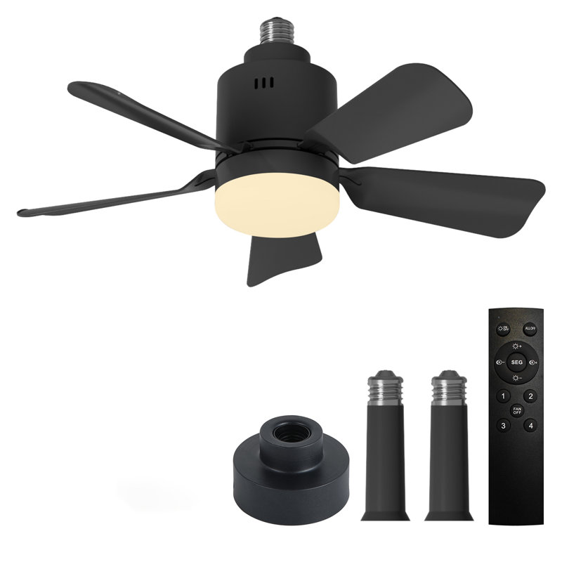 Modern Socket Fan Lights，lightbulb Fan Dimmable 3 Color，quiet Motor，for Indoor, Bedroom, Kitchen, Black, Black