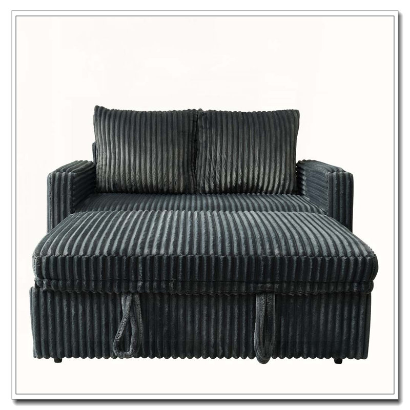 Canapé-lit en velours Corduroy, Gris foncé