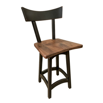 Solid Walnut Wood Counter Height Swivel Stool