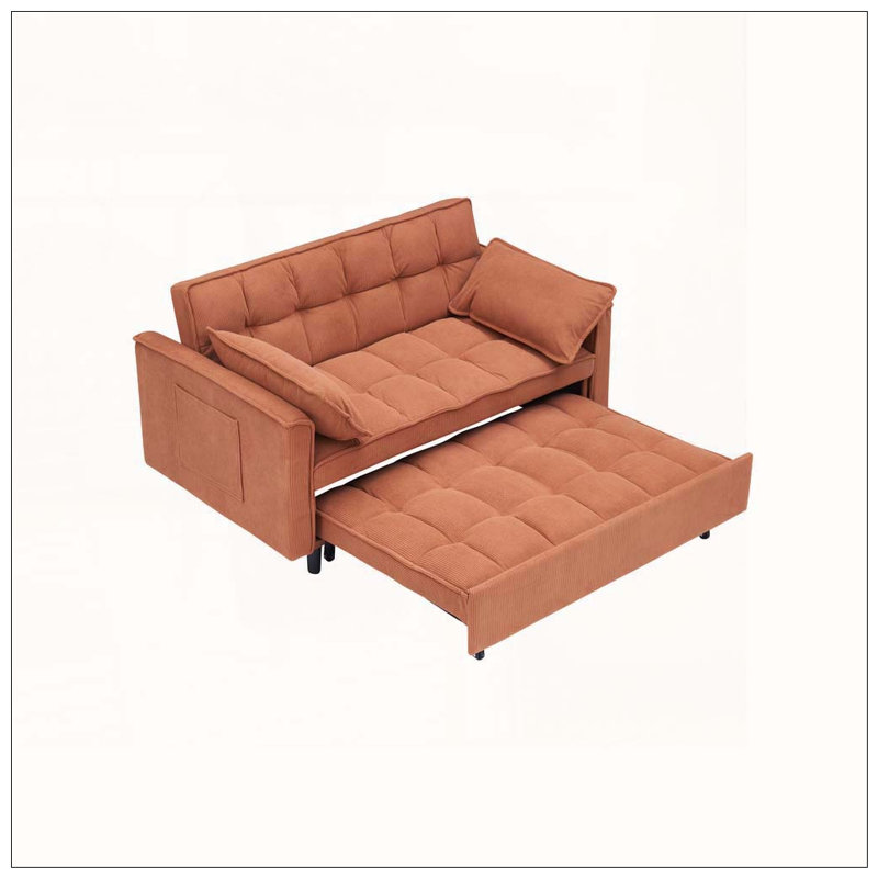 Canapé-lit modulaire 54,30 po Corduroy, Orange