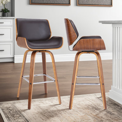 Tyler Counter Height Or Bar Height Swivel Upholstered Bar Stool In Wood Finish 