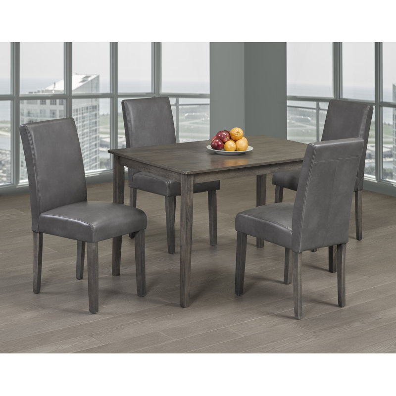 Chaises de salle à manger en similicuir (ensemble de 2), chaises d'appoint rembourrées avec pieds en bois, chaises de cuisine modernes, gris