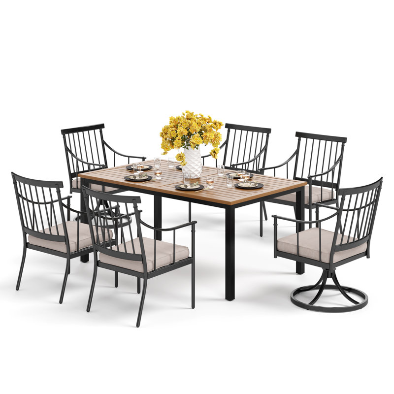 Argyri 6 - Person Patio Dining Set with Rectangular Table , Cushions Included