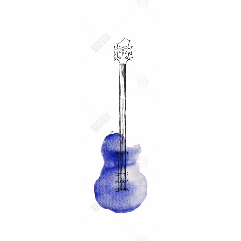 Impression de guitare bleue sur toile, H 48 po x l 16 po
