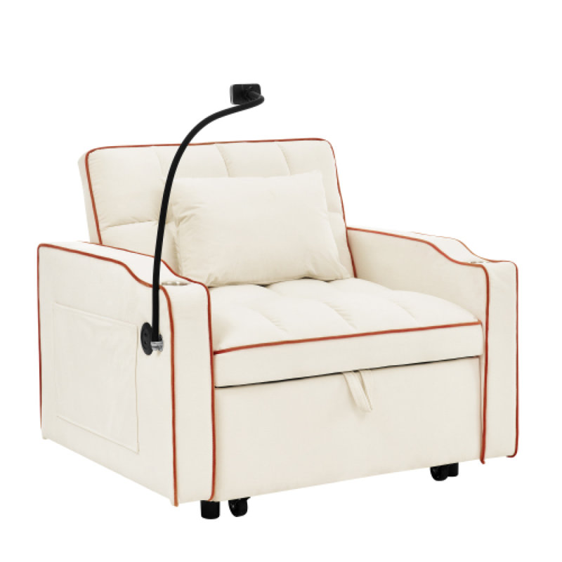 1 canapé-lit pliable polyvalent en 3 longueurs, Blanc crémeux
