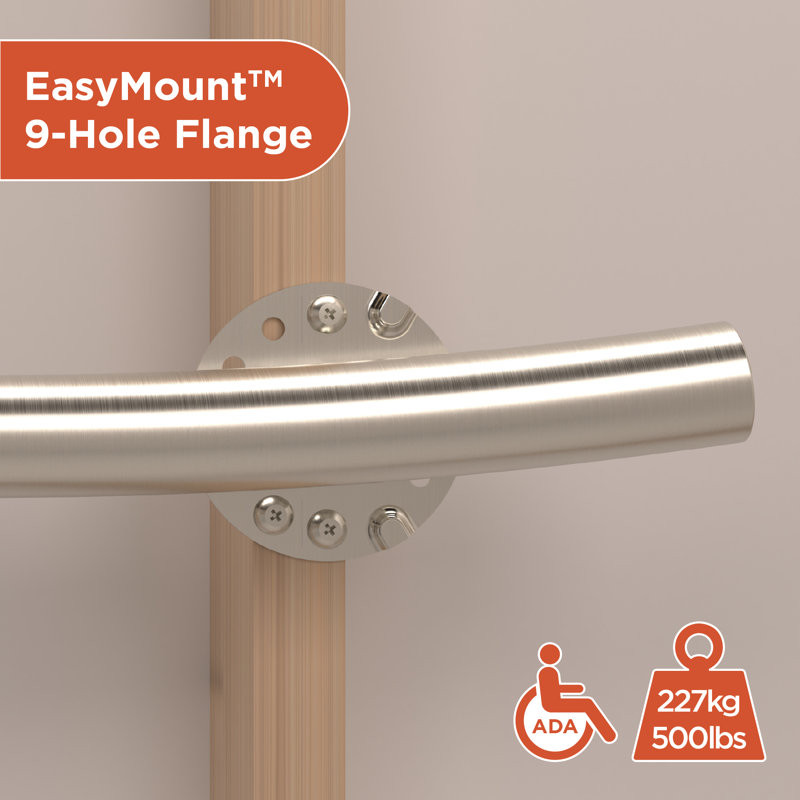(2x Pack) Wave Grab Bar (24in), Left and Right Orientation, Brushed Nickel