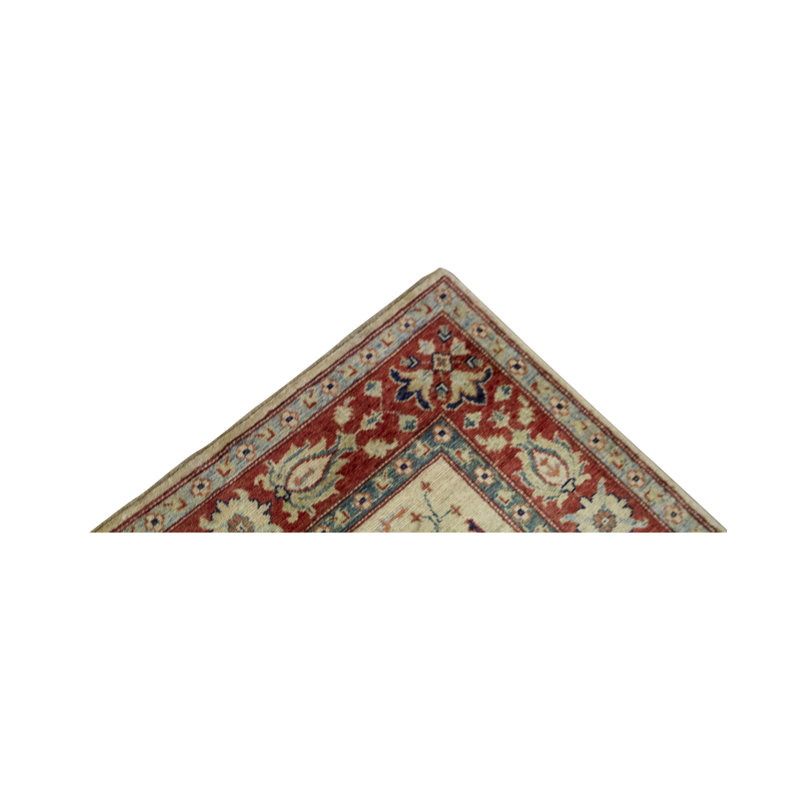 Tapis rouge et beige noué à la main de haute qualité